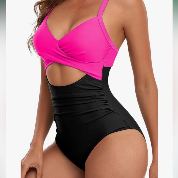 Women's One Piece Swimsuits Tummy Control Cutout High Waisted - Picture 3 of 4